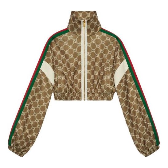 (WMNS) Gucci Interlocking G Zipper Jacket 'Olive Green Ivory' 671495-XJD1G-3357