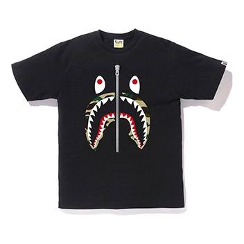 A Bathing Ape Half Zip Shark Face Tee 'Black' 1E80-110-012