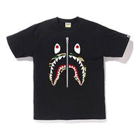 A Bathing Ape Half Zip Shark Face Tee 'Black' 1E80-110-012