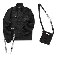 FILA FUSION Sports Functional Multiple Pockets Cargo Stand Collar Woven Jacket Black T11M013703F-BK