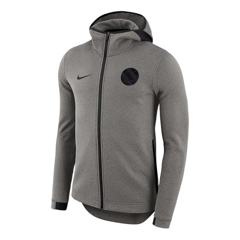 Men's Nike Logo Printing Zipper Hooded Jacket Gray 911122-021