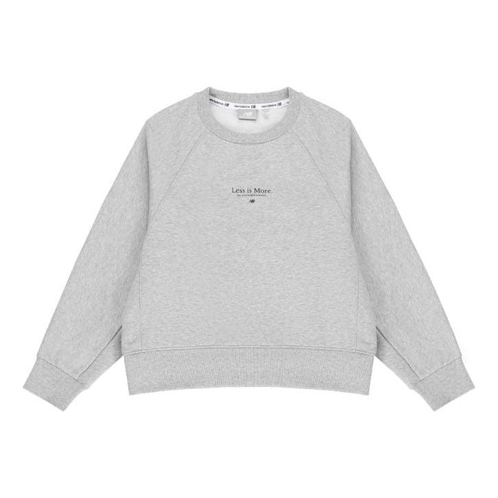 (WMNS) New Balance Casual Sports Alphabet Printing Pullover Round Neck Hoodie light grey 5CC13022-GR