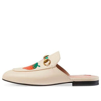 (WMNS) Gucci Princetown Strawberry Printing Leather Slipper White 580082-1GN00-9531