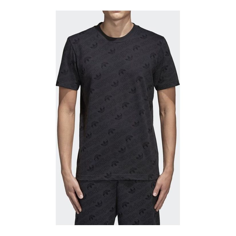adidas originals Logo Full Print Sports Short Sleeve Black CE1556
