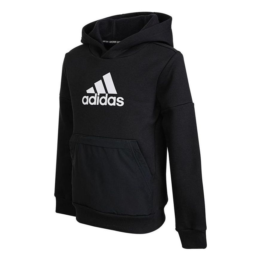 (GS) adidas Badge of Sport Fleece Hoodie Asia Sizing 'Black White' GJ6675