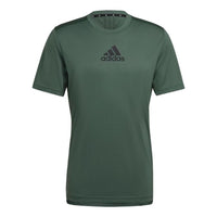Men's adidas Solid Color Stripe Logo Printing Round Neck Short Sleeve Japanese Version Green T-Shirt HM4781